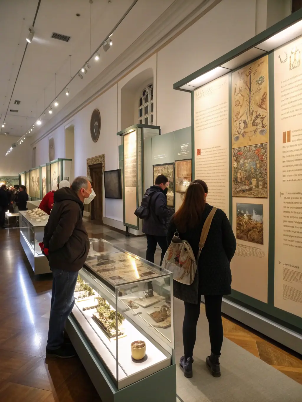 A photograph of an exhibition at the MUSEUM OF RESISTANCE AND DEPORTATION OF BOURGES, showcasing artifacts from the Resistance.